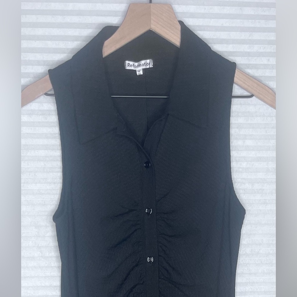 Reformation Cielo Knit Black Dress Sleeveless Button Down size medium - Picture 5 of 10